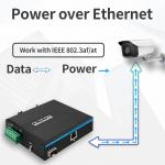 DC48V POE Industrial Media Converter 100/1000M Auto-Sensing 2 Port PSE 15.4W 30W