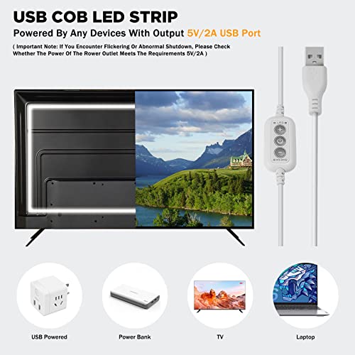 50000 Hours Working Time Christmas Day LED Light Strips 4.92ft/1.5m USB COB Dimmable