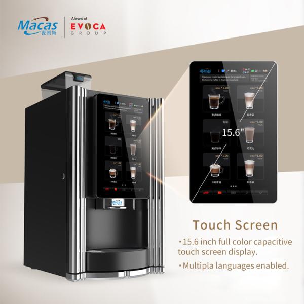 Automatic Commercial Coffee Making Vending Machine 15.6 Inches Touch Screen Hot