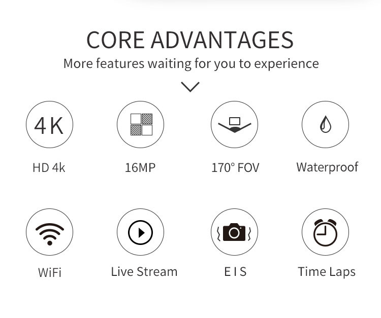 H.264 30fps 4K Ultra HD Action Camera For Apple Android