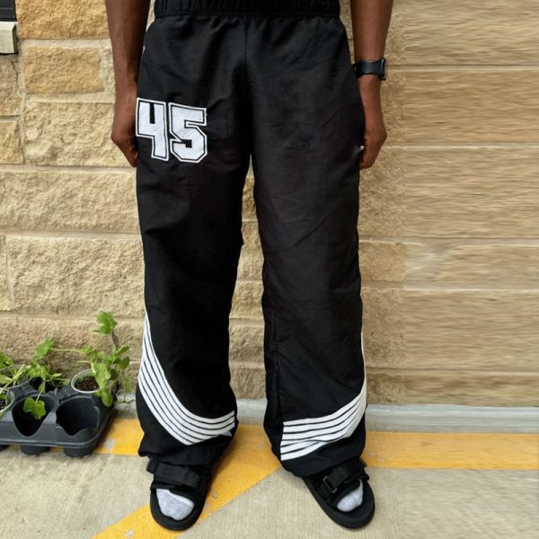 Custom Print Logo Stack Drawstring Line Men's Pant Polyester Pant High Quality Jogger Elastic Flare Sweatpants