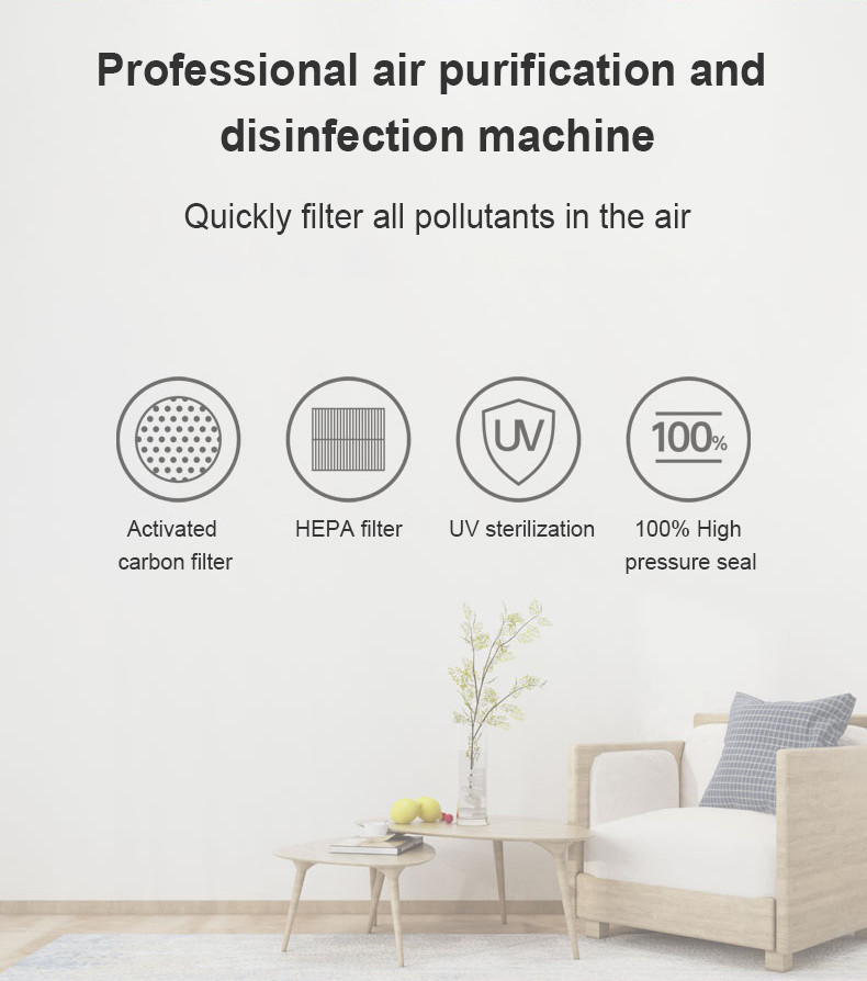H11 H13 65dB Hepa Air Purifier Smoke Odor Sensor Office Home Use