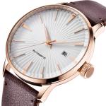 3atm Leather Strap Wrist Watch OEM 43mm Gents Quartz Watches Stainless Steel