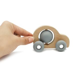 Wholesale Fun Educational Silicone Wood Easy Gripping Newborn Rattle from china suppliers