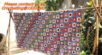 Handmade Crochet Yarn Baby Sheet Blankets Granny Square Afghan Coverlet Table