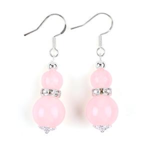 Wholesale Handmade Crystal Stone Earrings Rose Quartz Gemstone Beaded Pendant Earrings from china suppliers