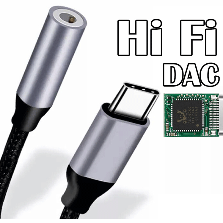 Hifi DAC USB Type C to 3.5mm Headphone Jack Audio Adapter for Samsung Huawei Oneplus Meizu Google Oneplus