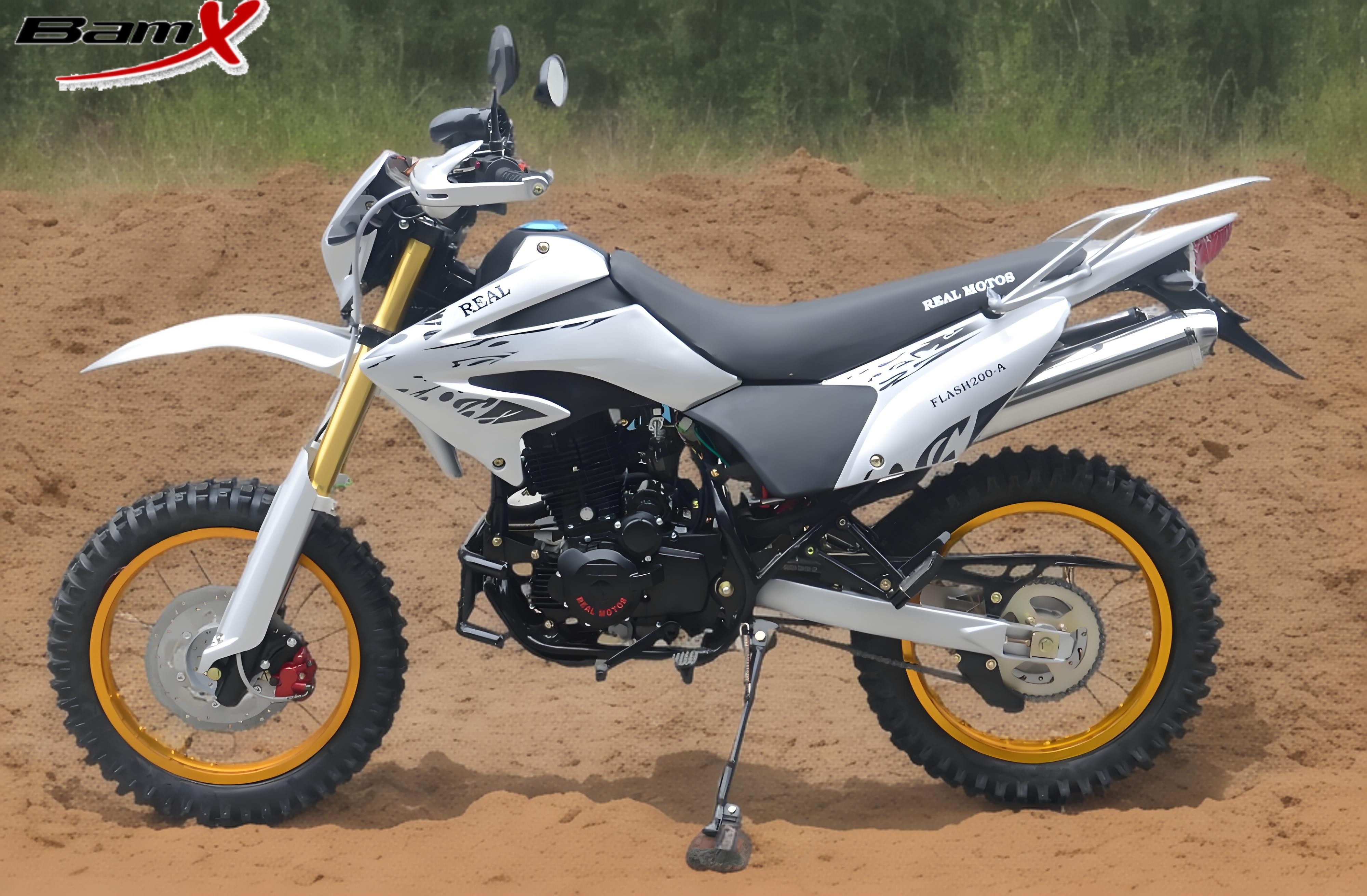 Single Cylinder 200cc Dual Sport Motorcycle Two Pipes Muffler Alloy 4 Stroke Dirt Bike