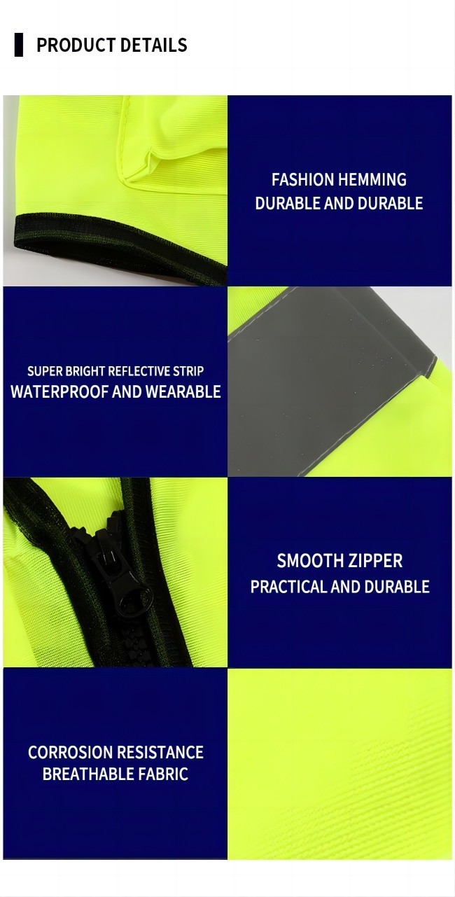 Industrial Quick Dry Reflective Safety Vest Polyester Construction Safety Vest With Pockets