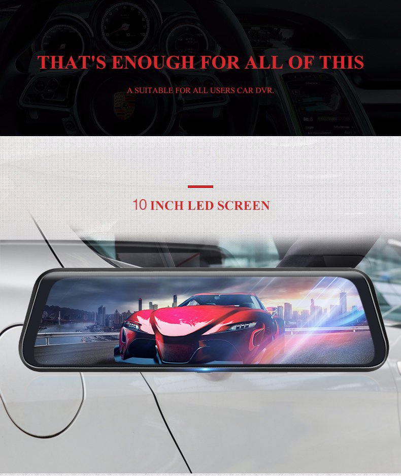 10 Inch Full HD 1920*1080 ROHS Vehicle Dash Cam Loop Recording