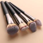4pcs Facial Makeup Brush Black Handle Soft Synthetic Hair Vegan Blending
