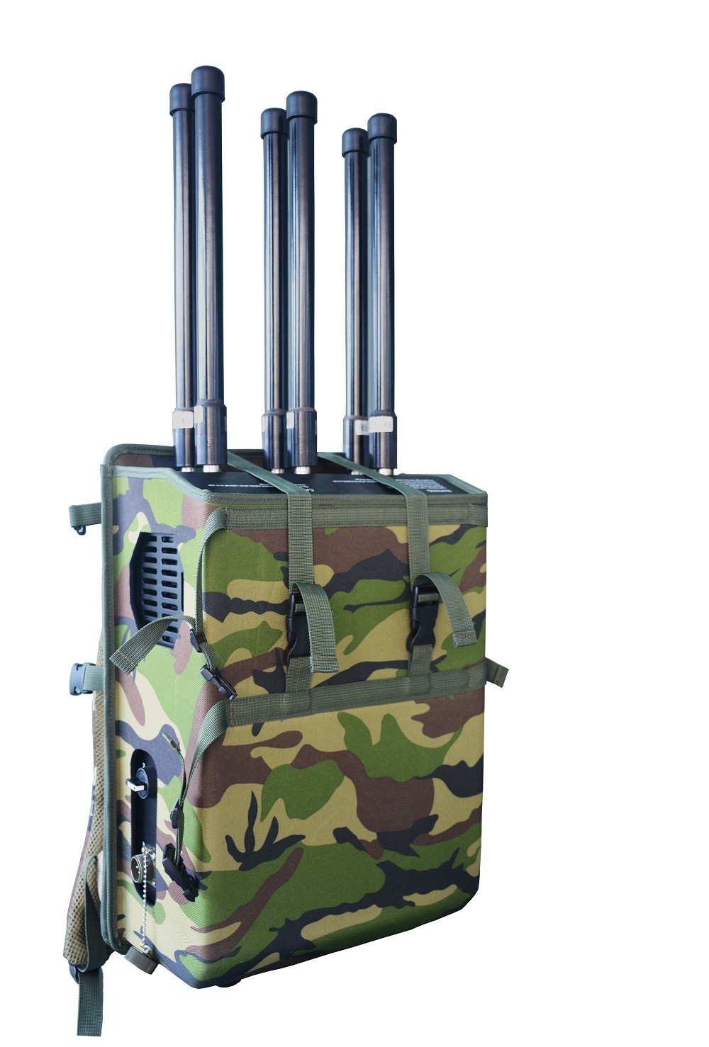 6 Channels 180W High Power Backpack Jammer blocks Drone/UAV signlas with up to 1500Meters shielding distance.