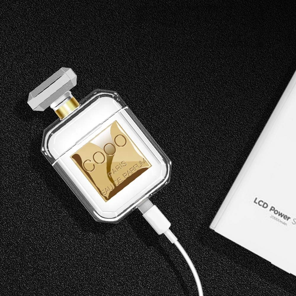 Custom LOGO Luxury Crystal Perfume Scent Bottle Protective Soft TPU Case Cover for Airpod 2 with Anti-Lost Carabiner Key