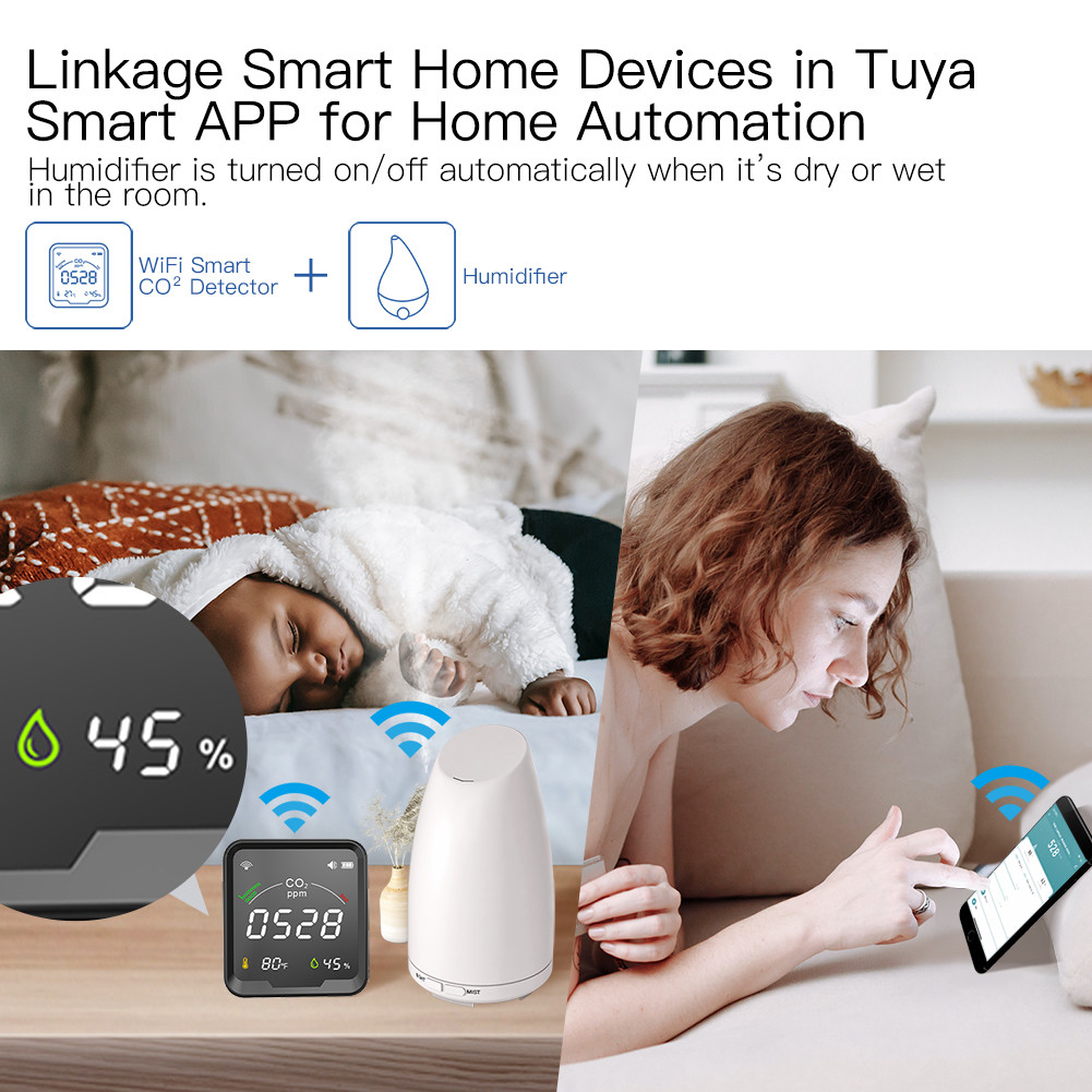 Wifi Smart Co2 Detector 3 In 1 With Oled Display