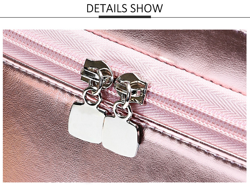 Wholesale Luxury Shiny Rose Double Layer Gold Cosmetic Bag Box