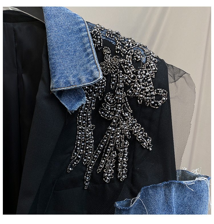 Winter Waterproof Mesh Jacket Denim Detachable Half Ladies Sheath Top Blazers Jackets Women