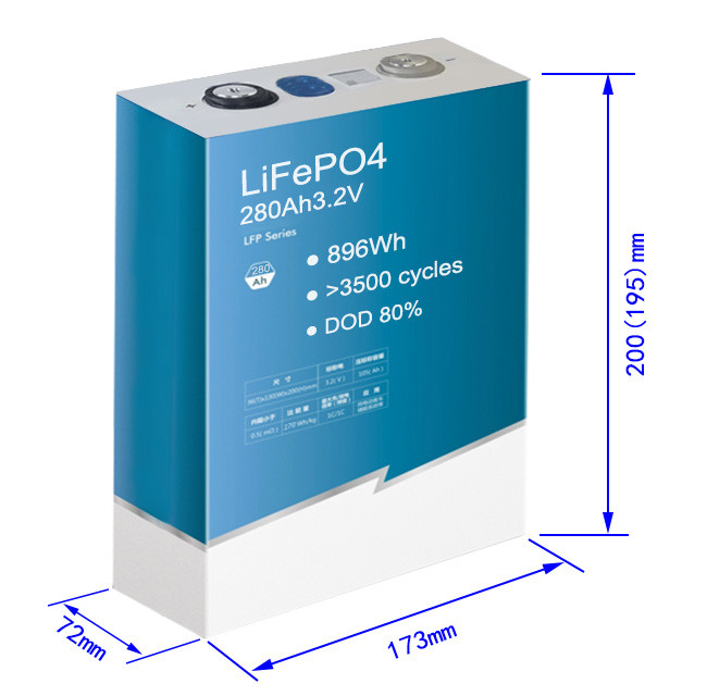 LiFePO4 Battery Cells 280Ah 3.2V Rechargeable Batteries for Electric Vehicles