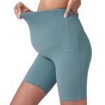 8" High Waisted Yoga Shorts With Pockets 250gsm Over The Belly Bump Pants