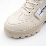 Plus Size 42 Genuine Leather Ladies Flat Boots Women'S Chunky Sneakers