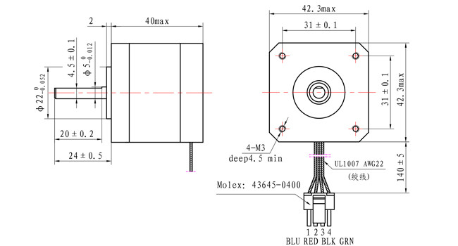 1.8 Degree NEMA 17 2 Phase Stepping Motor 42*42*40mm for 3D Printer with CE ISO ROHS
