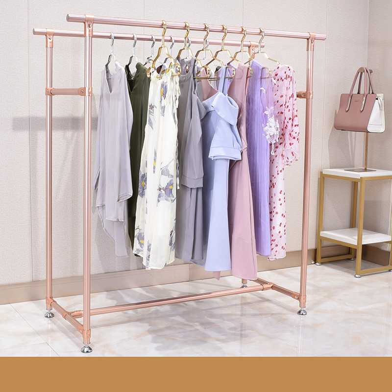 Decoration Metal Cloth Display Rack For Shop / Store Gold Color