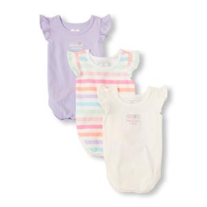Wholesale 100% Cotton Baby Girl Ruffle Rompers , Baby Girl Flutter Sleeve Onesie Eco Friendly from china suppliers