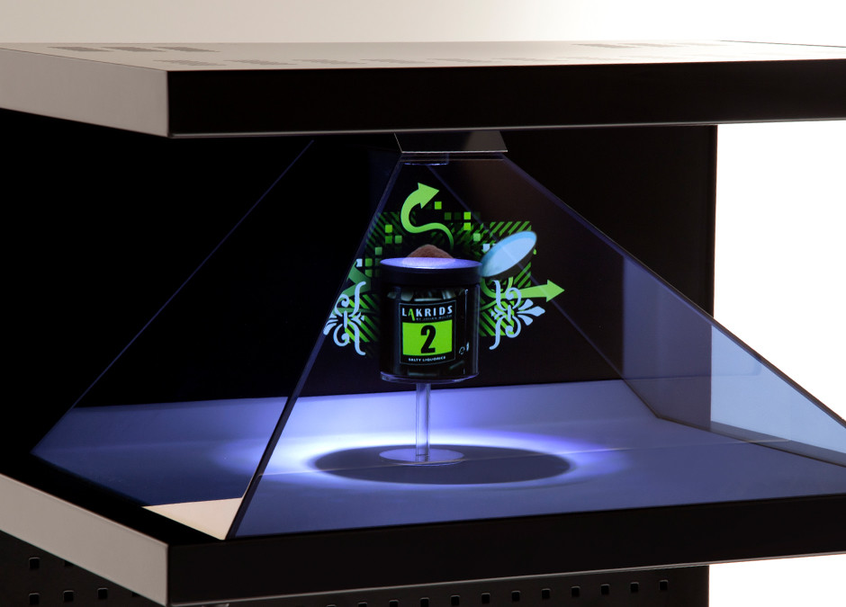 270° 3D Hologram Showcase , Combines holographic 3D content with physical products
