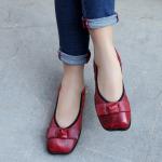 S239 2020 Gradient Polished Handmade Leather Women's Shoes Square Toe Velcro