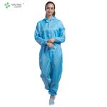 ESD cleanroom 5*5mm stripe carbon fiber hooded coverall for eletronic and