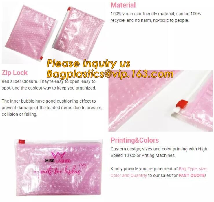 Holographic Zipper Slider Zip Lock Bubble Bag,Cosmetic Zipper Bag/Rose Gold Slider Bubble Bag with Logo,Slider Bubble Zi