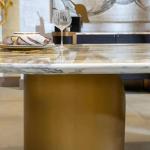 Luxury Italian Marble Dinner Table Customized Logo Stainless Steel Leg For Home