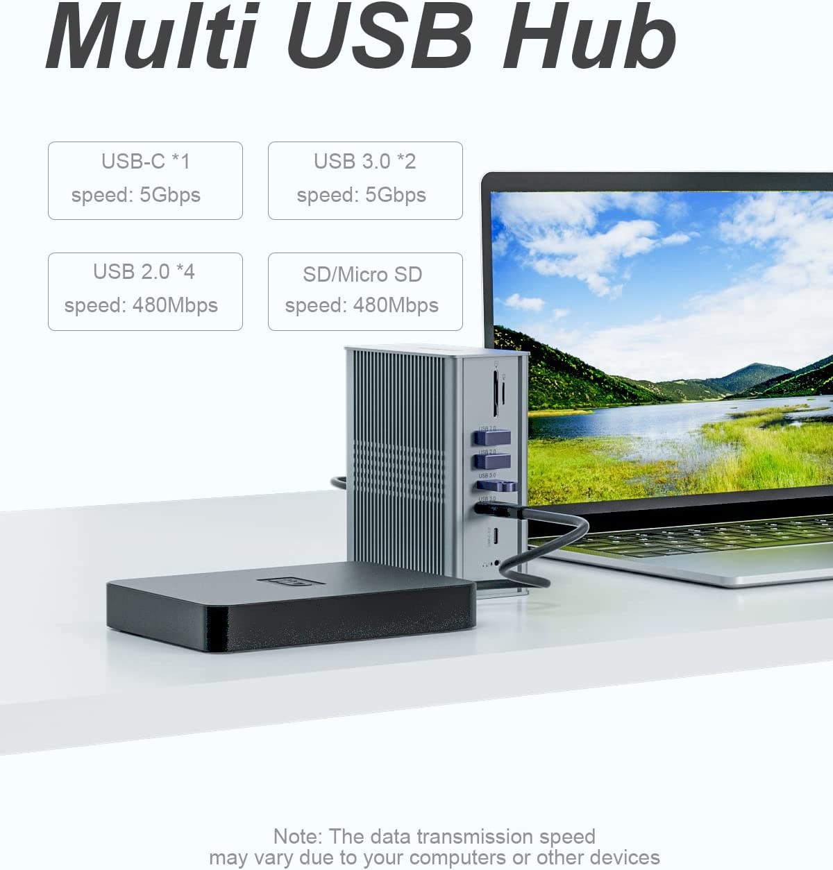 16 Ports Displaylink Usb C Hub Dual 4k 60hz 10Gbps USB Desktop Docking Station