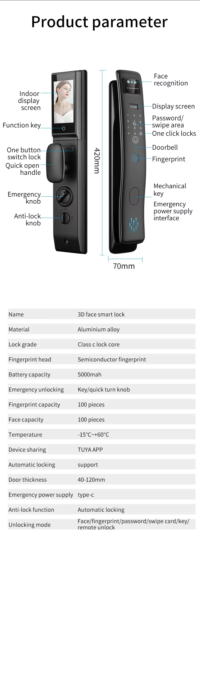 Smart Home Door Lock S958Max Fingerprint Card Code Key Video Intercom Face ID Recognition Tuya Door Lock