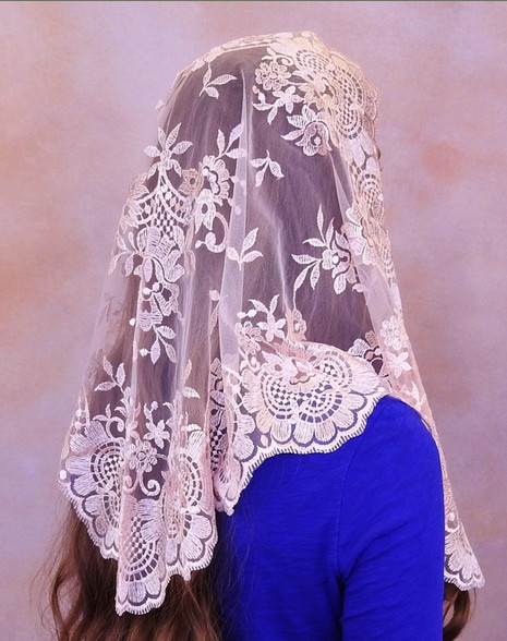Embroidery Mantillas Catholic Church Veils Headcovering Mass Size 120*60cm Spanish Veils