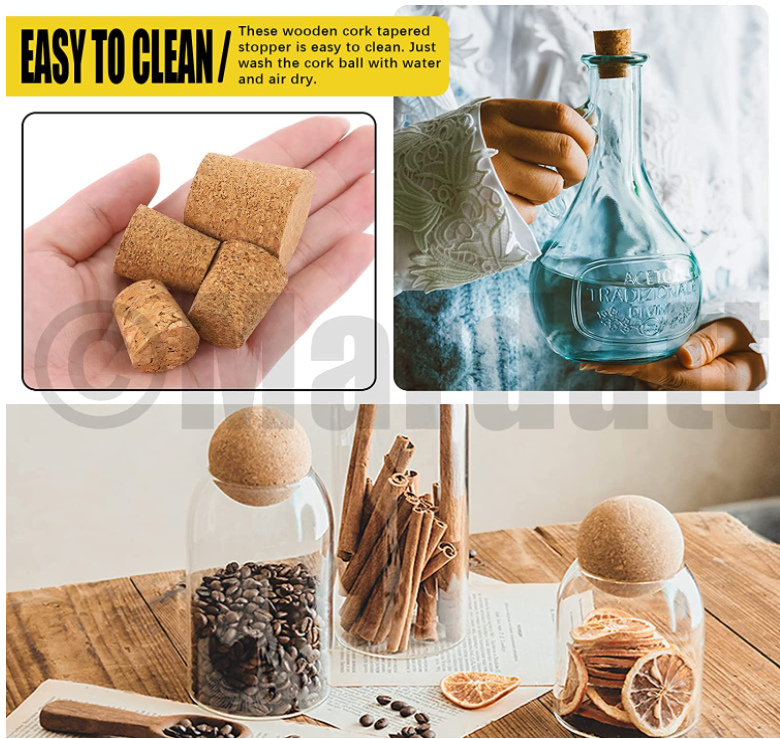 Natural Cork Soft Wine Bottle Wooden Conical Combo Set for Wine Beer Glass Bottle 6 Sizes Custom Order