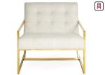 Single / Beige Blue Velvet Accent Chair Luxury Armrest Stainless Steel Gold /