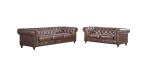 Classic Oil Wax Vintage Dark Brown Leather Sofa Living Room Commercial Furniture