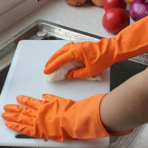 Wholesale Excellent Grip Flock Lined Rubber Gloves Natural Latex 35g-80g Length 300mm from china suppliers