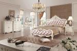 Guangzhou french white leather queen size bed loft bed 6028