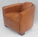 Vintage Style Tub Genuine Cow Leather Armchair For Club Office Home
