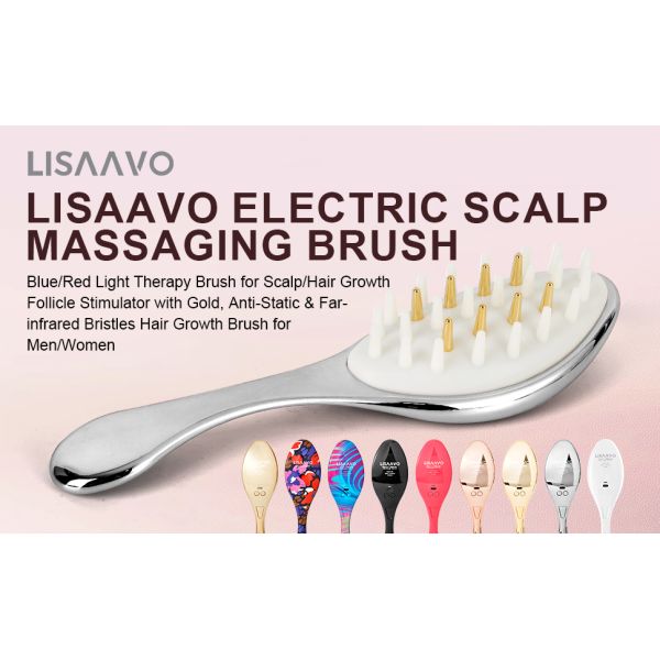 1.8W LED Light Therapy Comb EMS Vibration Hair Brush With Removable Comb