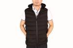 Fashion Casual Hooded Black Padded Gilet Mens Fur Linning In Stock