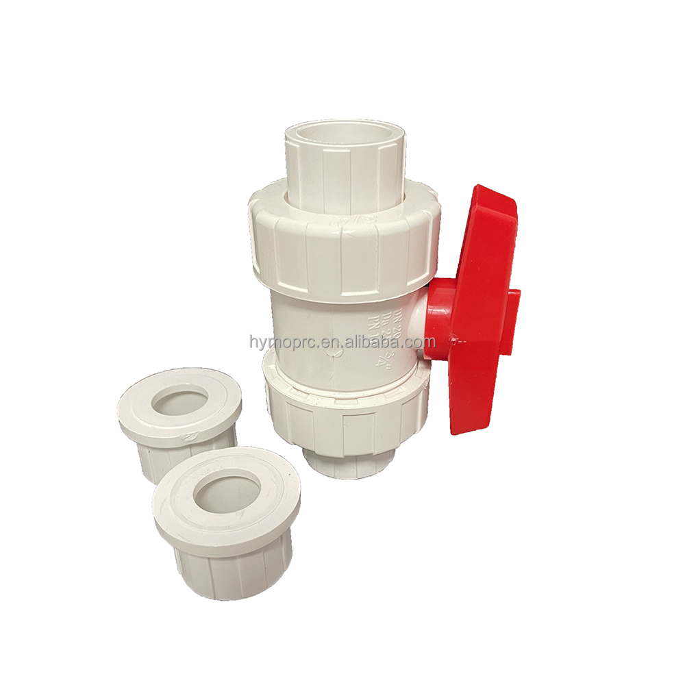 PVC Union Type 2" Ball Valve Type for Wholesales OEM ODM UPVC White Plastic 1/2" PVC