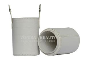 Wholesale Round Makeup Brush Jar Cup Makeup Organizer Bag PU Leather Cylinder Storage from china suppliers