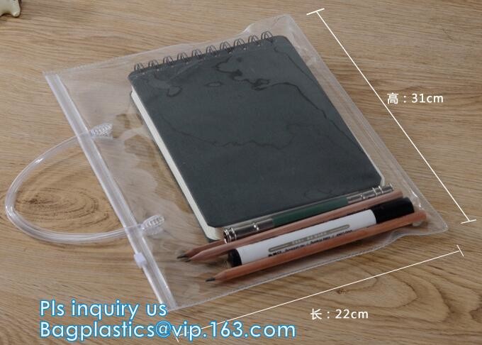 swimwear PVC vinyl Bag with slider zipper, frosted pvc zipper envelop document storage pouch, Fashion PVC slider zipper