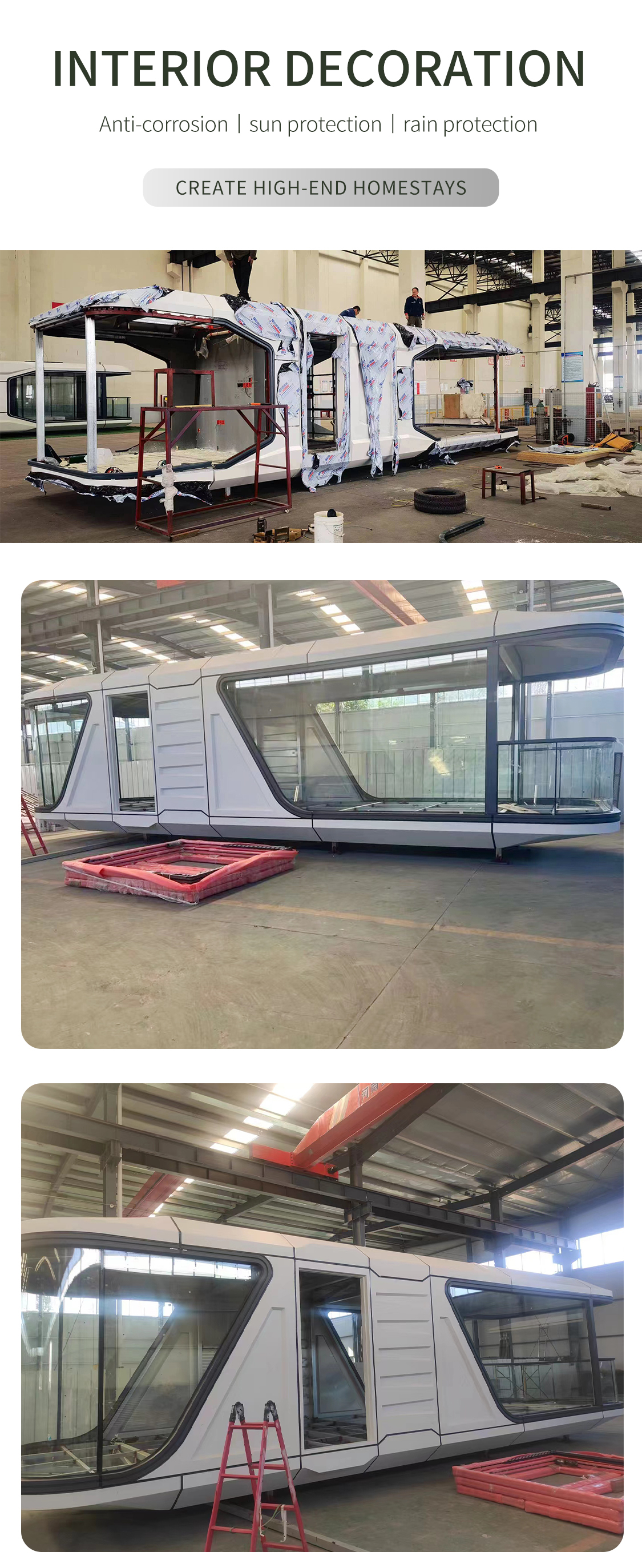 Smart System Container Capsule House With Balcony Luxury Design B&B Mobile Home