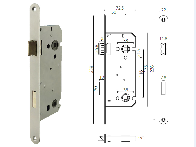 Certifire Stainless Steel Mortice Door Lock for Fire Door 4 hour EN1634 Fire Tested EN12209 and CE Marking