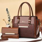 Winter Season Large Capacity Handbags Set for Women in Alligator Pattern PU