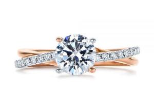 Wholesale Round Criss Cross Diamond Ring Gold , 4 Prong Engagement Ring 6mm Size from china suppliers