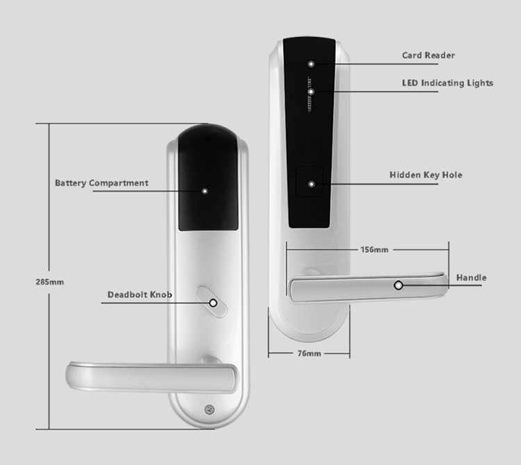 Residential Keyless Front Door Lock , Fingerprint Reader Hotel Style Door Lock